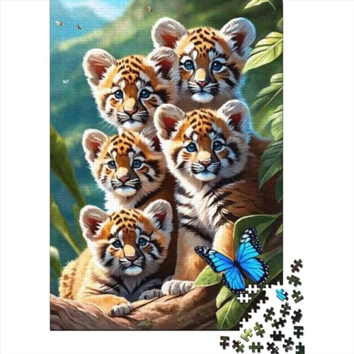 1000-teiliges Puzzle für Erwachsene, Tiger-Puzzles für Erwachsene, Holzpuzzles, Heimkunstdekor (Größe 75 x 50 cm)