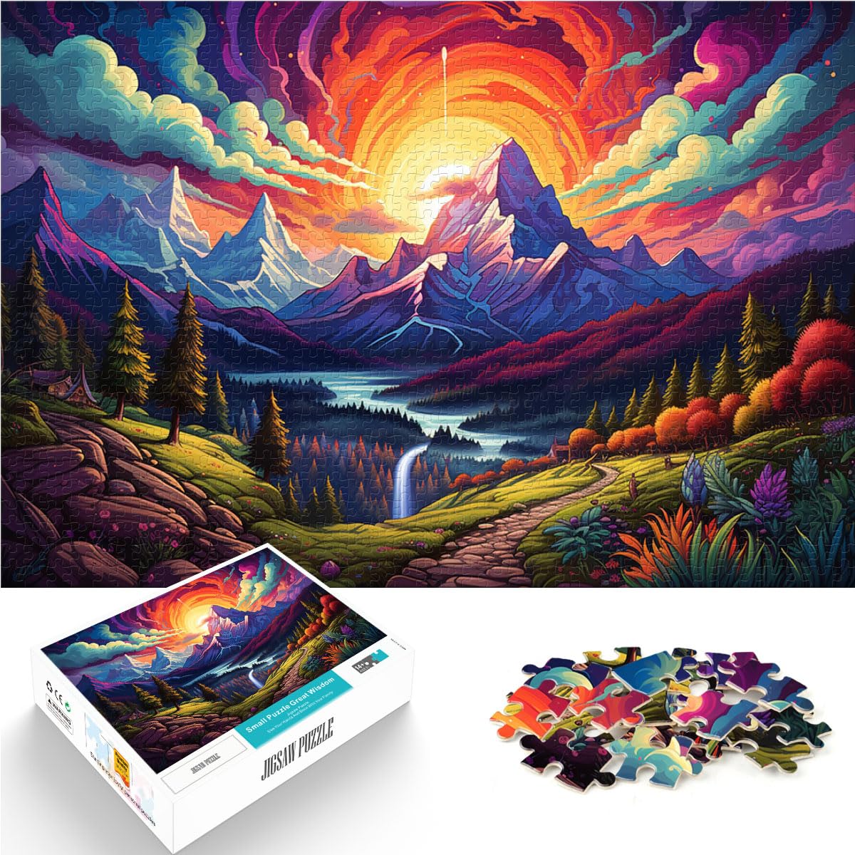 Puzzle zum Verschenken, Bunte Alpen, 1000 große Teile, Puzzle für Erwachsene, Holzpuzzle, Familienaktivitätspuzzle, 1000 Teile (50 x 75 cm)