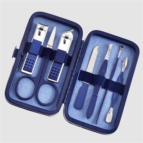 Edelstahl-Nagelknipser, blaues Nagelknipser-Set, Geschenk-Nagelschere, 7-teiliges Set, 7-teilig