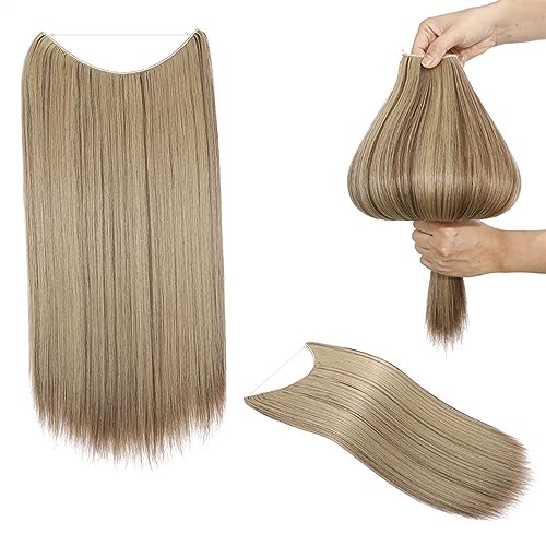 Clip-in-Haarverlängerungen Clip-in-Haarverlängerungen, lange, glatte Haarspangen mit Fischlinie, unsichtbarer U-förmiger Draht, lange, gerade, synthetische, einteilige Haarteile for Frauen Clip-in-Haa