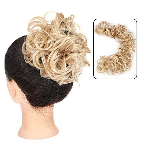 Bun Haarteile DIY Wickel-Pferdeschwanz-Haarknoten for Frauen, synthetischer Chignon, unordentliches elastisches Band, Haarknoten, Haarteil, 89,9 cm, Touseld Curly Wave Brötchen-Haarteil (Color : 18h6