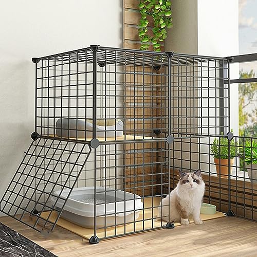 DIY-Katzenkäfig, großer mehrschichtiger Katzenkäfig aus Metall für den Innenbereich, einfach zu montieren, geeignet für kleine Kaninchen, Katzen, Welpen, Hundekäfige, Kleintiere, K