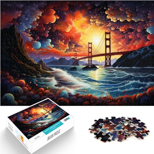 Puzzlespiele, farbenfrohe Golden Gate Bridge für Erwachsene, 1000 Teile, Puzzlegeschenke, Holzpuzzle ganze Familie 1000-teilige (50 x 75 cm)