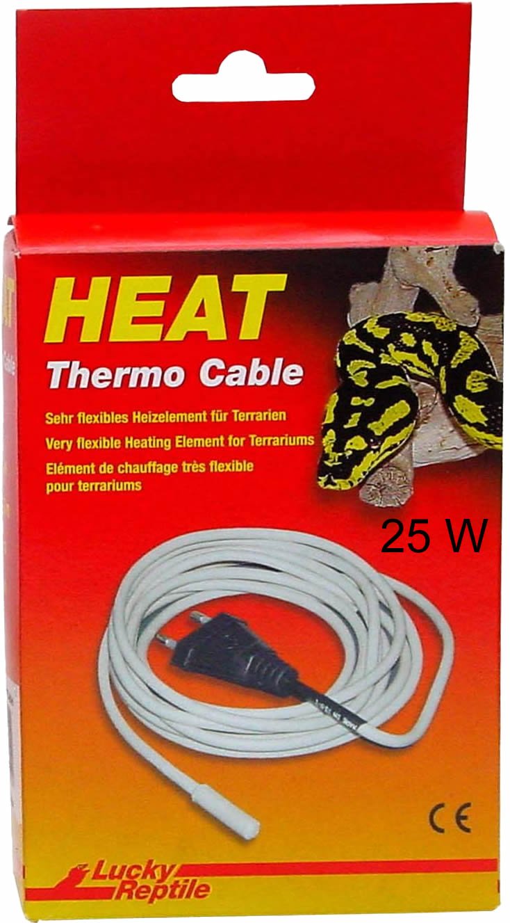 Lucky Reptile Thermo Cable - 25 W Heizkabel für Terrarien - 4,8 m Kabel mit 1,5 m Kaltzuleitung - schnelle Aufheizung & gleichmäßige Wärme - Silikon Heizkabel wasserdicht - Terrarium Zubehör