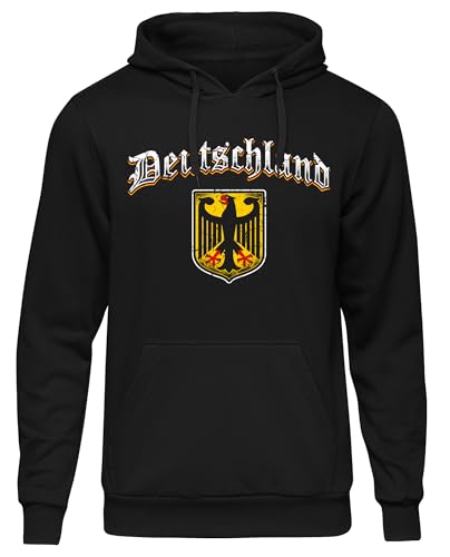 UGLYSHIRT Deutschland Herren Kapuzenpullover | Deutschland Flagge Germany Hoodie Deutschland Pullover Deutschland Trikot Fanartikel Fussball EM WM | M8 Schwarz (XL)