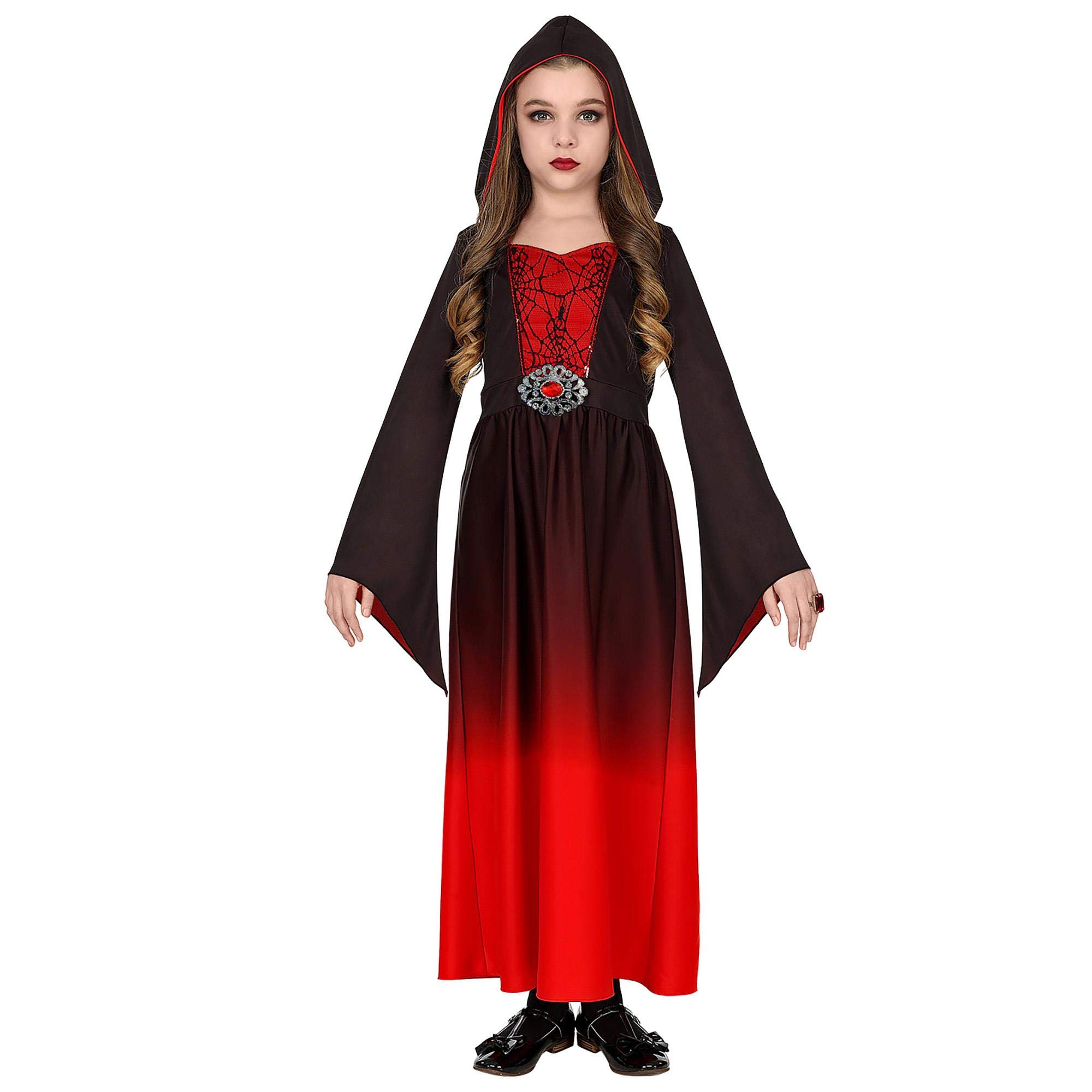 Widmann - Kinderkostüm Gothic Mädchen, Kleid mit Kapuze, Karneval, Mottoparty