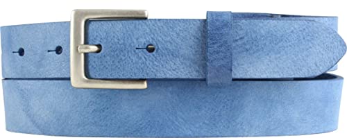 BELTINGER Herren-Gürtel aus weichem Vollrindleder Vintage-Look 3 cm | Leder-Gürtel für Herren 30mm | Schmaler Gürtel Used-Look | Blau 95cm