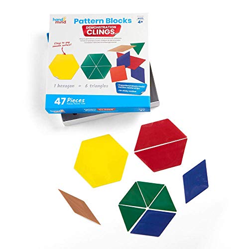 hand2mind 92857 Demonstration Clings Pattern Blocks (Ages 4+) They Cling to Any Smooth Surface, No More Magnets (47 Pieces)