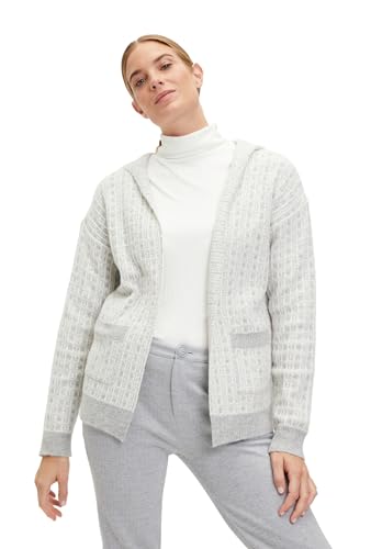 Cartoon Damen Strick-Cardigan mit Kapuze Grau/Weiß,40