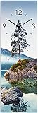 ARTLAND Wanduhr ohne Tickgeräusche Glas Funkuhr 20x60 cm Rechteckig Lautlos Landschaftsbilder Natur See Herbst Alpen U1TM