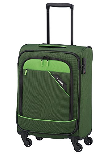 Travelite Derby Rollkoffer, klassisch, robuster und leichter Weichgepäck Trolley mit 4 Rollen in 4 Farben, Grün, Koffer S (55 cm)