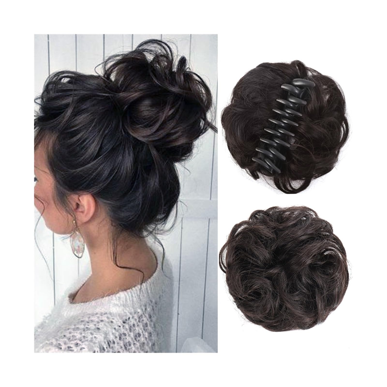 Haarteil Synthetischer Haarknoten, Clip-in-Chignon-Haarteil, lockiges, unordentliches Haar, Pferdeschwanz-Haarverlängerungen, Scrunchie-Haarteile for Frauen Haarverlängerung(4)