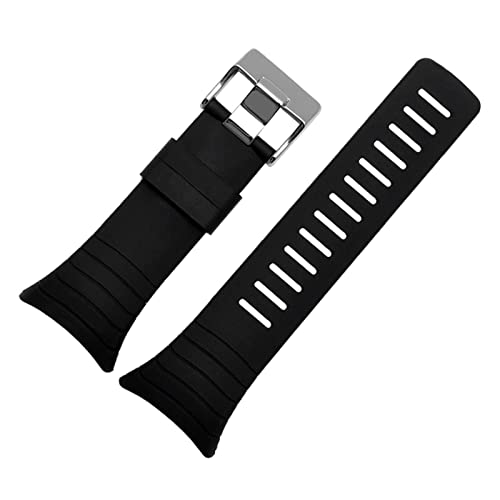 SCRUBY Smart Silicon Watchband für Suunto Core Gummi -Gurt -Armband Armband 35 mm schwarzer Gürtel enthalten Schraubenschraubendreher(Black silver calsp)