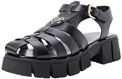 Love Moschino Damen Ja16226g0gia000 Platform Sandalen, Schwarz, 37 EU