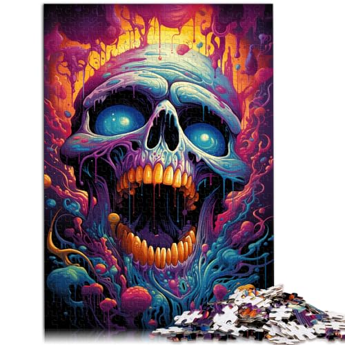 Puzzles für Erwachsene, farbenfroher Psychedelischer Fantasy-Totenkopf, Puzzles aus Holz mit 1000 Teilen, zum Stressabbau, schwierige Herausforderung, 1000 Teile (50 x 75 cm)