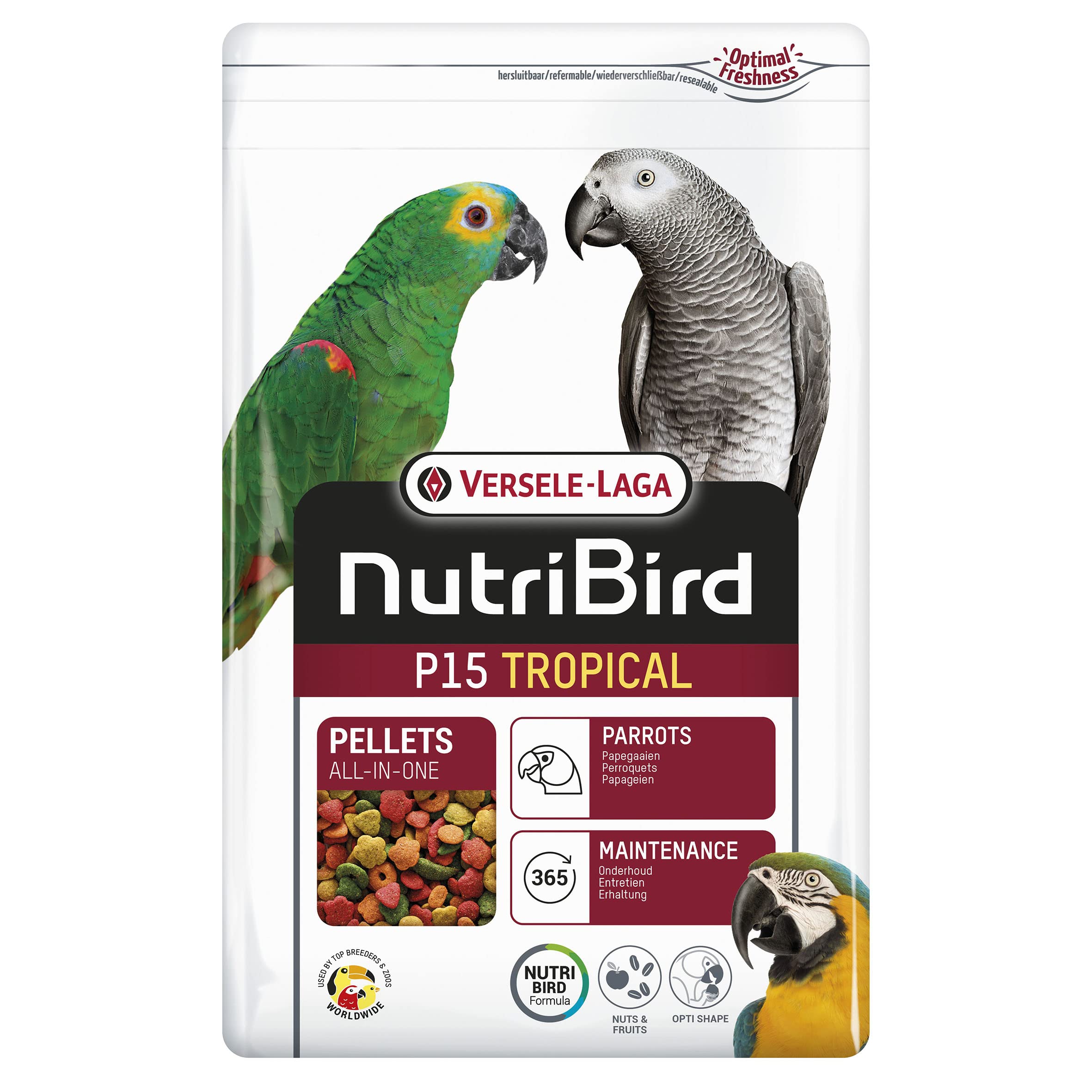 Versele-Laga - NutriBird P15 Tropical - Extrudierte Pellets - Erhaltungsfutter für Papageien - Mehrfarbig - 3kg