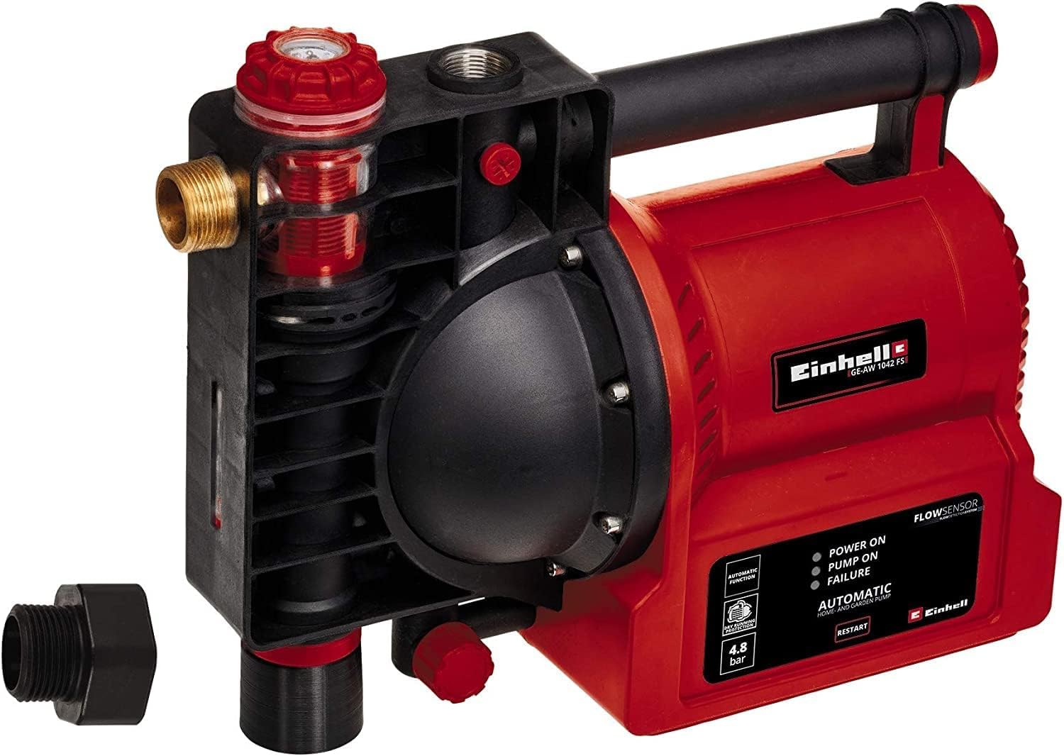 Einhell Hauswasserautomat GE-AW 1042 FS (1.050 Watt, Wasserfüll-/Schmutz-/Sauganzeige, Trockenlaufsicherung, Flow-Sensor, Thermo-/Brühschutz, Rückschlagventil)