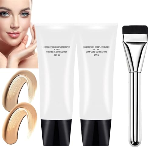 Perebella Skin Tone CC Cream SPF 50, Skin Tone CC Cream Farbkorrigierende, selbstanpassende Creme für reife Haut, Primer, feuchtigkeitsspendender Haut-Concealer (2Pc,Mix)