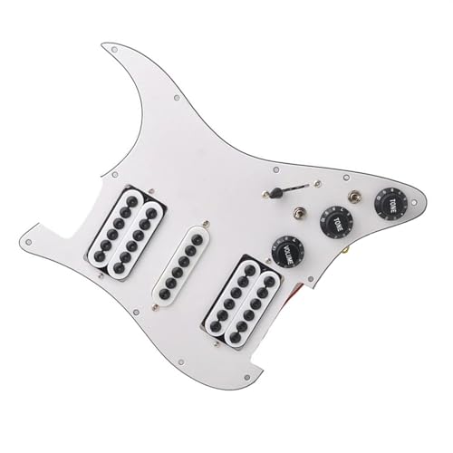 Standard-Pickguard-Tonabnehmer Weißes Schlagbrett für E-Gitarre, HSH-Spulenteilung, Einstellschraube, vorverdrahtet, langlebig