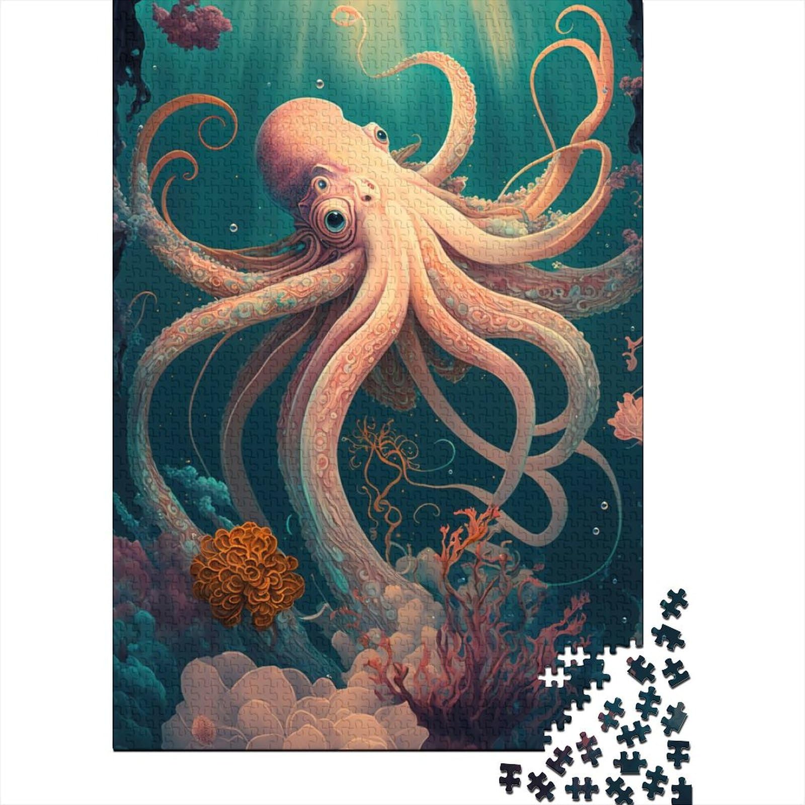 1000-teiliges Puzzle für Erwachsene Teenager, Oktopus-Puzzle für Erwachsene Teenager, Spielspielzeug für Erwachsene, Familienpuzzle, Geschenk, 75 x 50 cm