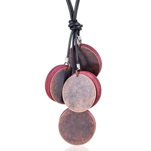 Belachick Charme Halskette Ketten Schmuck Herren Frauen Anhänger Necklace Frauen Lange Halskette Vintage Holzperlen Halsketten & Anhänger Hängeketten Am Hals Rot