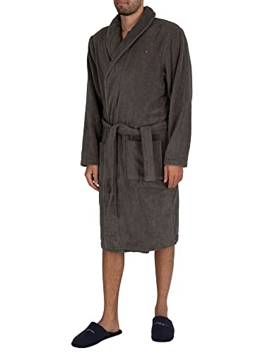 Tommy Hilfiger Herren Bademantel Icon bathrobe, Gr. X-Large, Grau (MAGNET 884)