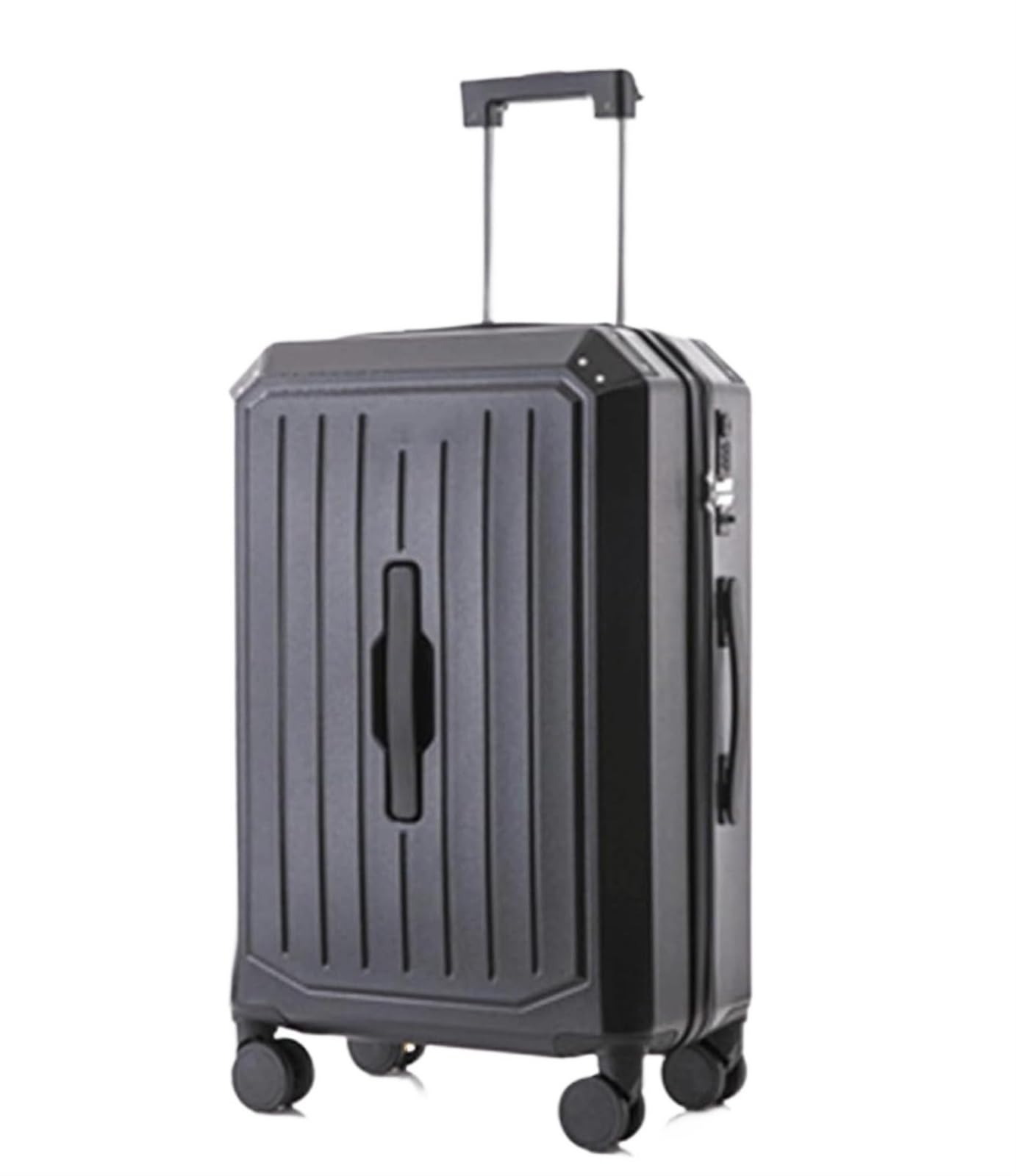 Koffer Trolley Reisekoffer Wiederaufladbare Koffer Mit Getränkehalter, Koffer Mit Rollen, Anti-Fall-Gepäck Koffer Gepäck Rollkoffer (Color : Black, Size : 24 in)