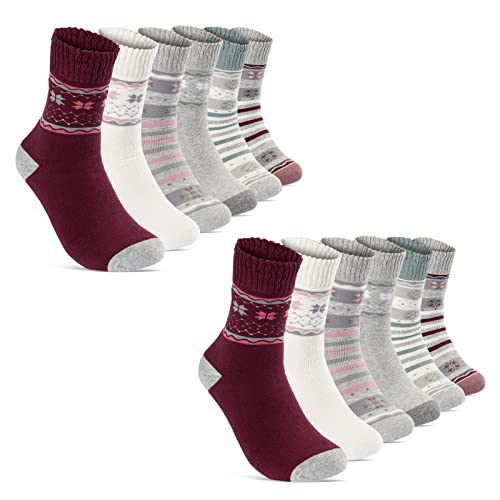 THERMO Socken Damen 35-38 Warme Dicke Wintersocken Damen Baumwolle Frottee 38204 (12 Paar 35-38)