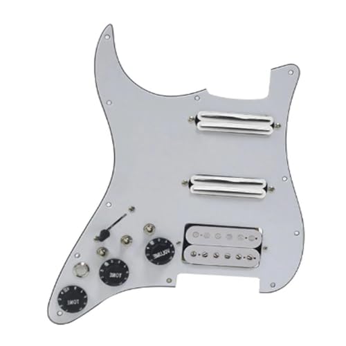 Schlagbrett Tonabnehmer für E Gitarre 1Set SSH Gitarren-Schlagbrett-Verdrahtung geladen vorverdrahtet + Stille-Schalter ST E-Gitarre Doppelspule Pickup 12 Farbe(Black-Cream pickup)