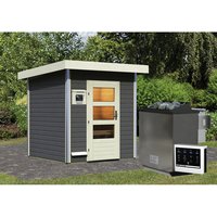 Saunahaus »Doblen«, BxTxH: 196 x 196 x 228 cm, 9 kW Bio-Kombi-Ofen mit ext. Steuerung