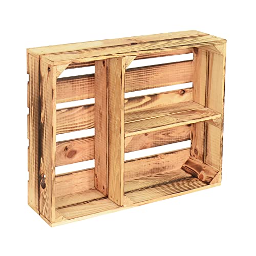 CHICCIE 3 Set Holzregal Schmalhanz 50x40x15cm - Hell Geflammt T Regal Holzkiste