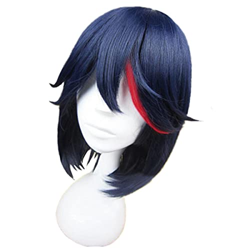 Anime cosplay perücke Anime. TÖTEN LA. TÖTEN Matoi RYUUKO Cosplay Perücke Kurze Blaue rote Haare Hitzebeständige Haare+Perücke Kappe Halloween Karneval Mädchen Frauen