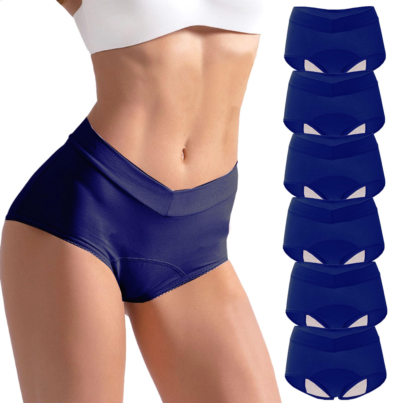 6pcs Perioden Bademode, GroßE V-Taille PeriodenunterschwäSche Starke Blutung, Hohe Taille Perioden Bademode Zum Schwimmen, Inkontinenzhose