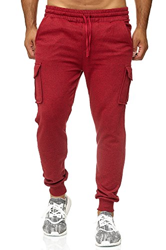 Reslad Herren Jogginghose Sweatpants Jogger Freizeithose Männer Hosen Cargo-Hose Jogginghosen RS-5075 Bordeaux M