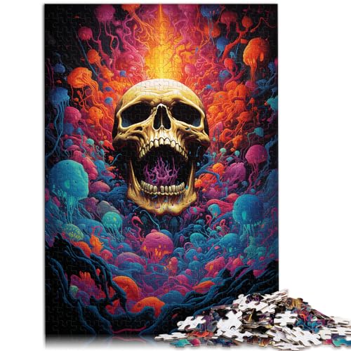 Spiel-Geschenk-Puzzle, farbenfrohes psychedelisches Gemälde-Skelett für Erwachsene, 1000-teiliges Puzzle, Holzpuzzle, Familienspaß-Puzzle, 1000 Teile (50 x 75 cm)