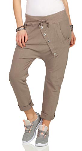 295 Damen Hose Sweatpants Jogginghose Baumwolle Freizeithose Boyfriend Sporthose Khaki