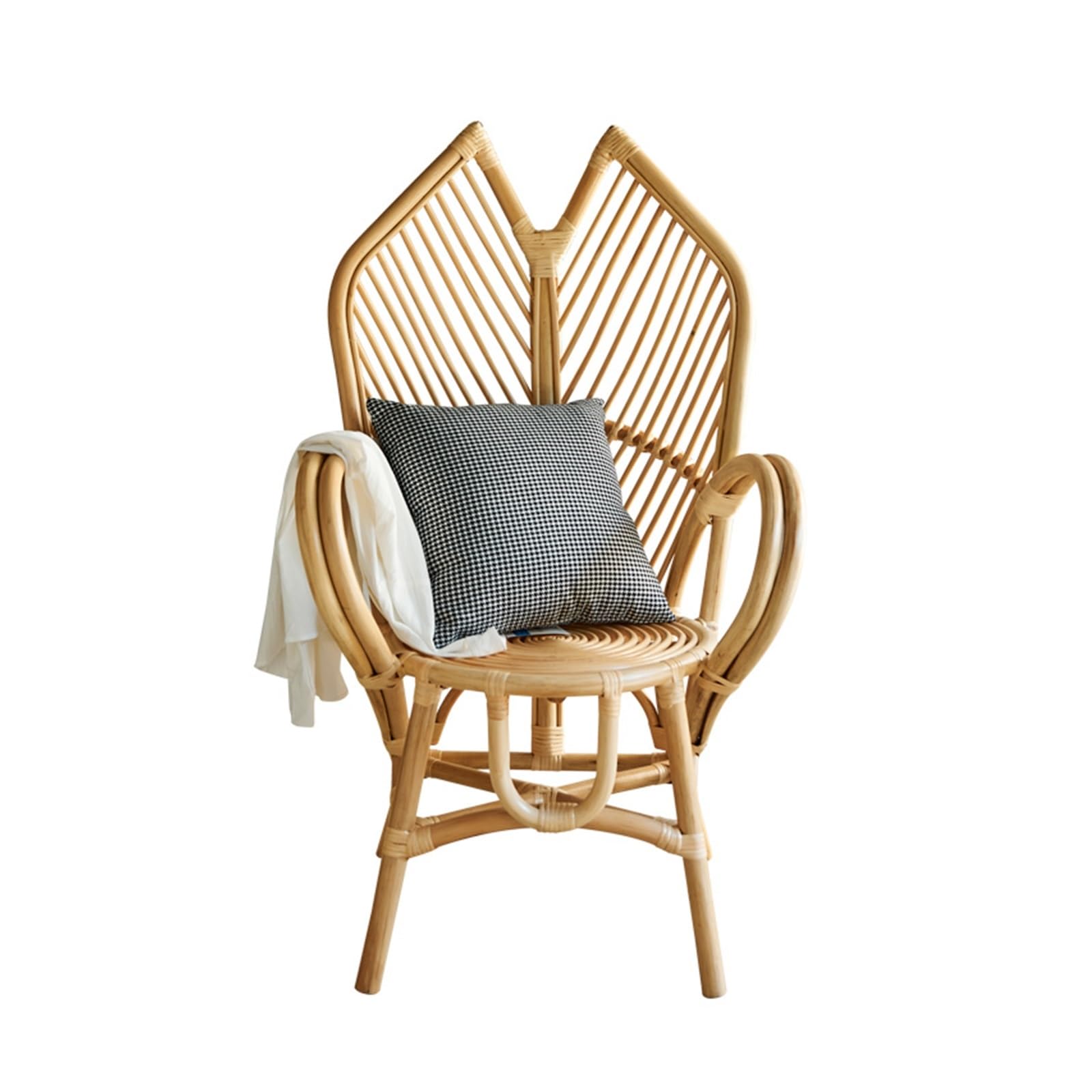 yixinzi-2024 Rattan-Akzentstuhl Mid Century Modern Akzentstuhl, Rattan-Esszimmerstuhl mit Armlehne, bequemer Rückenlehnenstuhl, Liegestuhl for Wohnzimmer, Schlafzimmer Sessel