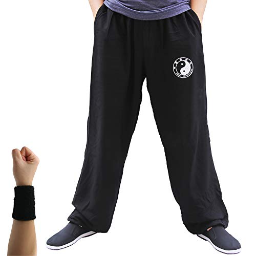 Dee Plus Wushuhose | Tai Chi Trainingshose | Yogahose - Traditionelle Chinesische Kampfkunst Qigong Wing Chun Shaolin Kung Fu Uniformen Training Hose Damen und Herren - Baumwolle - 2 Taschen