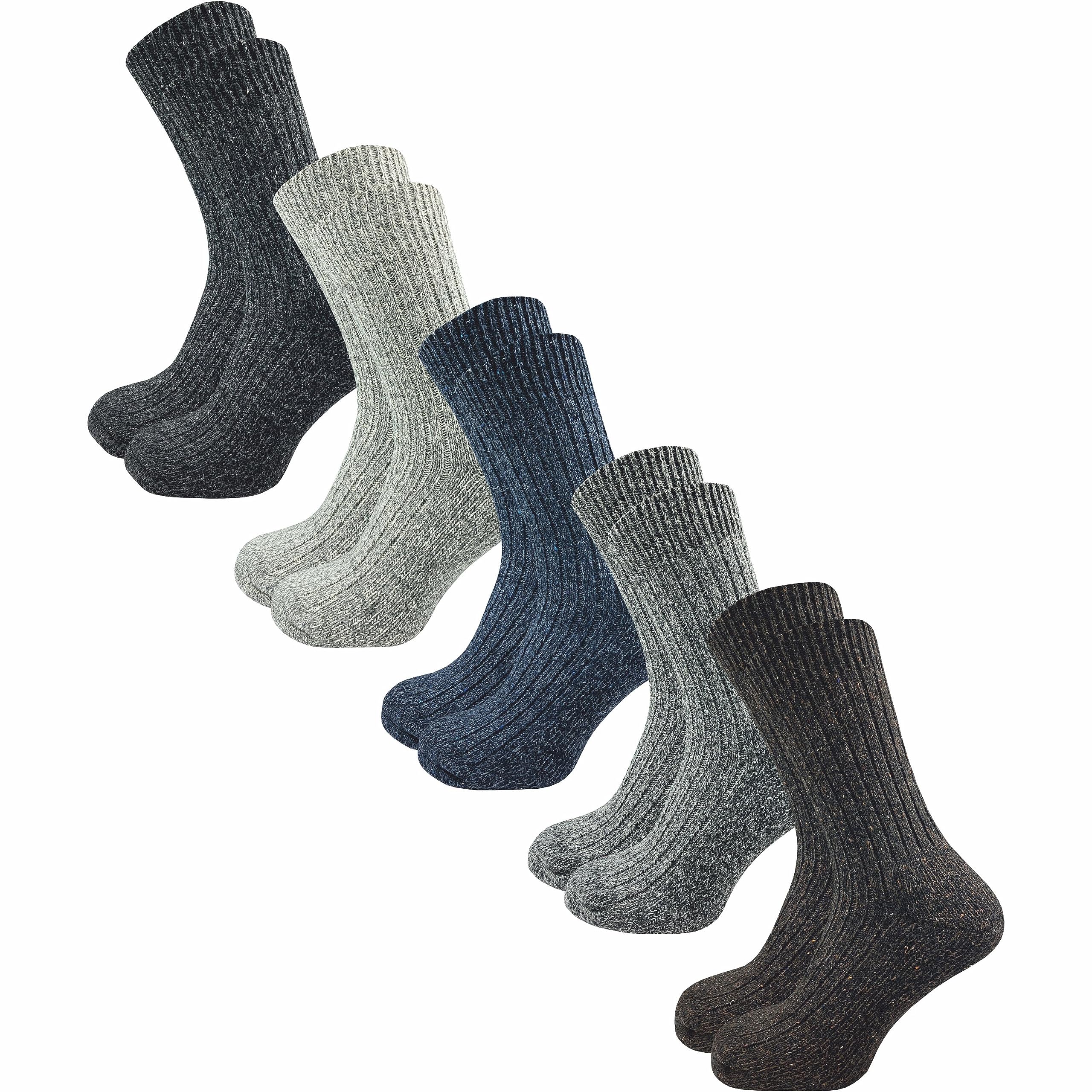 GAWILO warme & gepolsterte Herren Norweger Socken aus 70% Wolle (10 Paar) | dicke Fersenpolster mit Plüschsohle | Outdoorsocken gegen kalte Füße (47-50, mix)