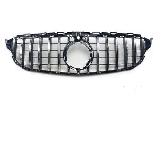 Frontgrills Für Benz W205 C205 S205 Für AMG C 2014-2021 GTR GT Diamant Front Stoßstange Grille Racing Einlass Haube Grill Zentrum Mesh Front Bumper Grille(19-21 GT Silver -Cam)