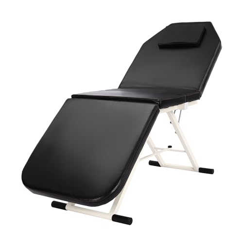 Fyssnn Dreifach klappbares Kosmetikbett Kosmetikliege Massageliege 182X60X60CM Klappbares Schönheitsbett Kann in Fußbädern Gesundheitssalons Schönheitssalons usw verwendet werden (Schwarz)