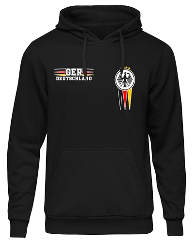 UGLYSHIRT Deutschland Herren Kapuzenpullover | Germany Hoodie Deutschland Pullover Deutschland Trikot Fanartikel Fussball EM WM Deutschland Flagge | M12 FB Schwarz (3XL)