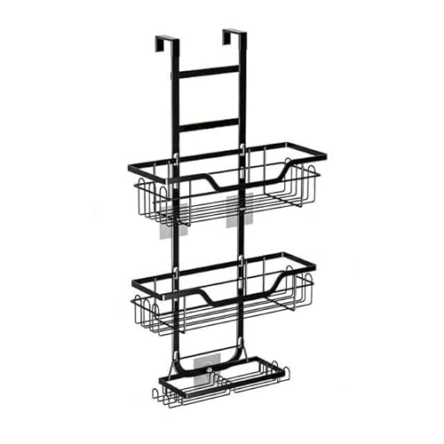 Badezimmerregal für Bad und Küche Caddy for Aufhängen über der Duschtür, 3-stufiges Duschregal for Aufhängen mit 2 Seifenhaltern und 22 Haken, Dusch-Organizer ohne Bohren über der Tür for Badezimmer,