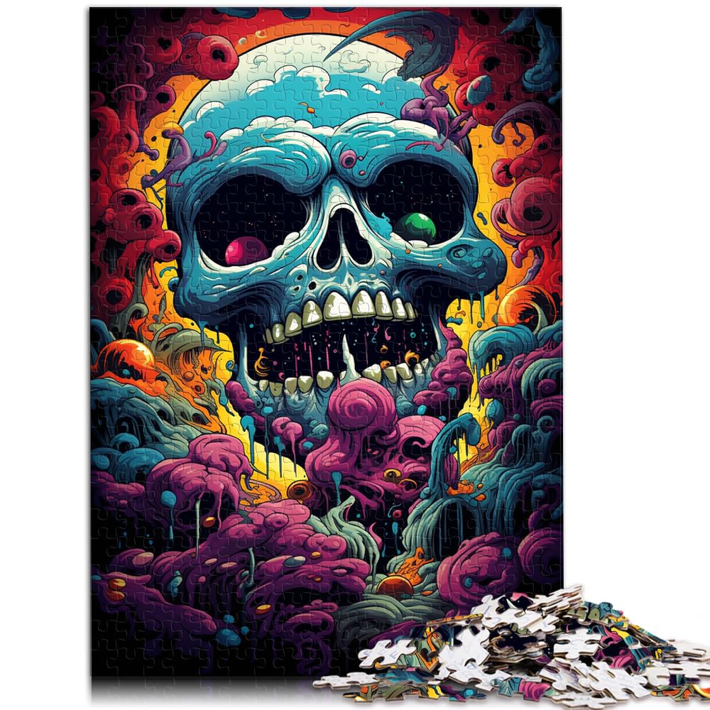 Puzzle „Bunte Skelettwelt“, 1000-teiliges Holzpuzzle, jedes Teil ist einzigartig – anspruchsvolles, unterhaltsames Spiel für die ganze Familie, 1000 Teile (50 x 75 cm)