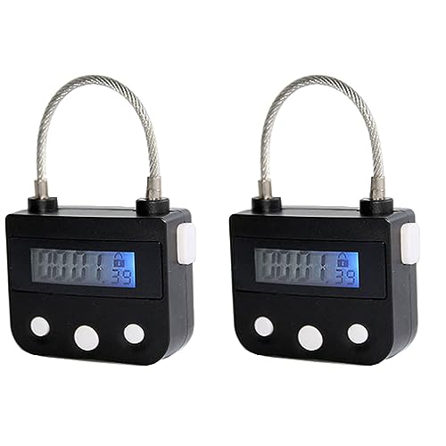 Toranysadecegumy 2X Metall-Schloss USB-LCD-Display Metall-Elektronischer Wiederaufladbarer Multifunktions-Vorhängeschloss Schwarz