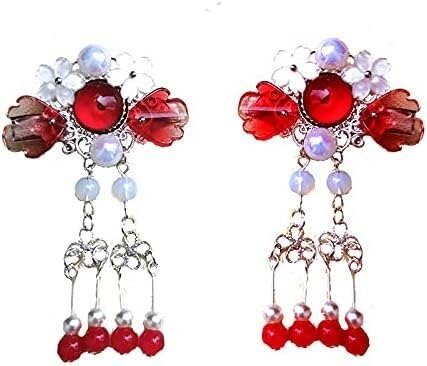 Haargabel, Brauthaarnadeln, Hanfu-Haarstäbchen, Retro-Kopfschmuck for Kinder, Haarschmuck, Feenblumen-Zubehör, Harzprotein, Mädchen-Haarnadel, Hanfu-Paar, Clip-Kopfschmuck (Farbe: A, Größe: ein Paar)