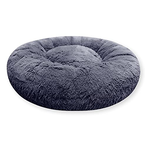 4L Textil Exklusives weiches und kuscheliges Hundebett Fuzzy flauschig Haustierbett Rund Kuschelkissen Katzensofa Katzenbett ​für Haustiere Donut-Form Katzenliege Katzenkissen Welpenbett Weich