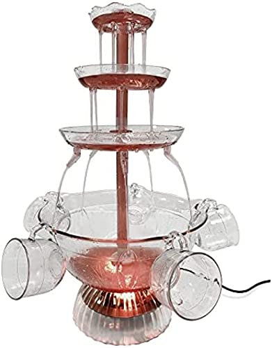 3-stufiger transparenter Partybrunnen, beleuchteter Partybrunnen aus der Vintage-Kollektion, zweifarbiger LED-beleuchteter Sockel, inklusive 5 wiederverwendbaren Bechern, perfekt für den Par