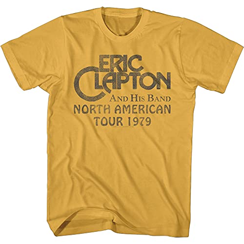 Eric Clapton and His Band North American Tour '79 Adult Short Sleeve T-Shirt Tee, gelb, Mittel