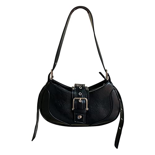 ohodhmnu Damen Tragetasche, Frauen Schultertasche, weiches PU-Leder, Crossbody-Tasche, einfache Tasche, All-Matching, lässige Unterarmtasche für den täglichen Gebrauch, Schwarz , single bag